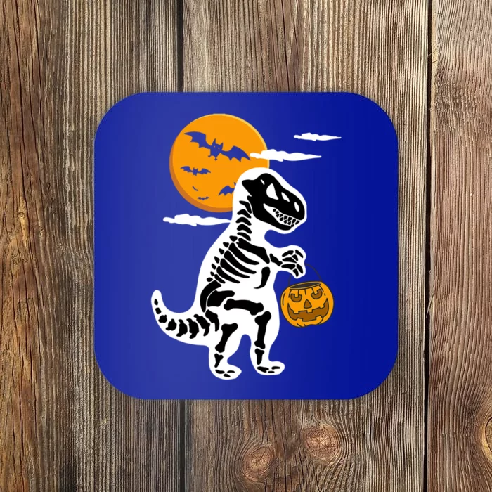 Trick Or Treating TRex Skeleton Dinosaur Halloween Costume Gift Coaster