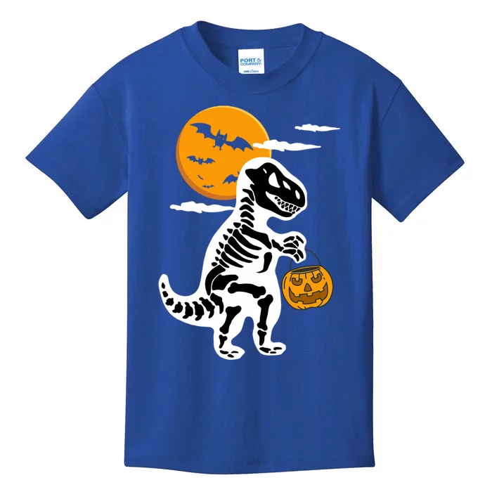 Trick Or Treating TRex Skeleton Dinosaur Halloween Costume Gift Kids T-Shirt