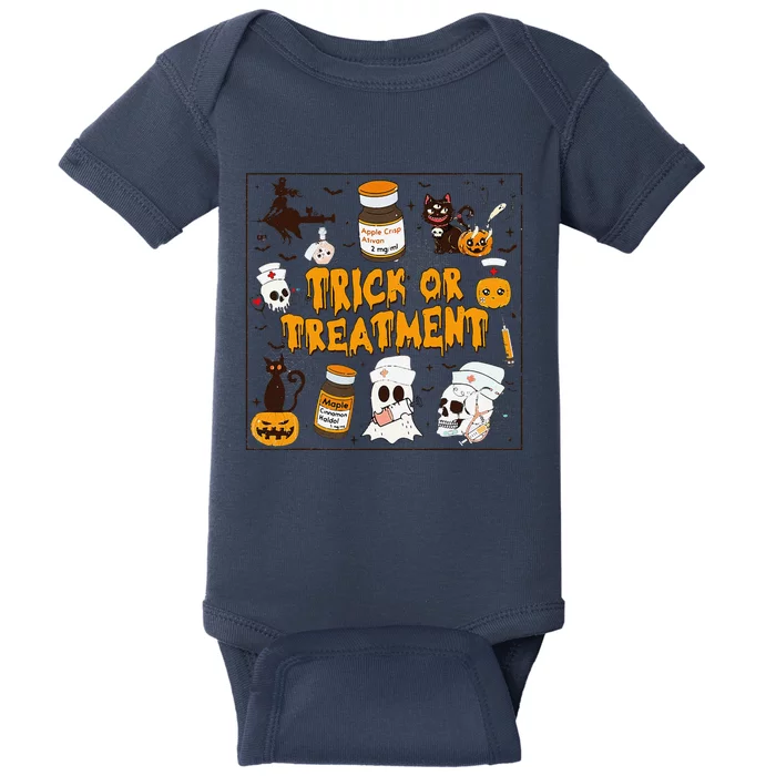 Trick Or Treatment Halloween Nurse Retro Vintage Clothing Baby Bodysuit