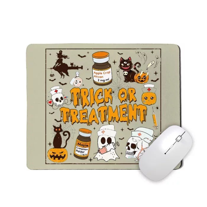 Trick Or Treatment Halloween Nurse Retro Vintage Clothing Mousepad