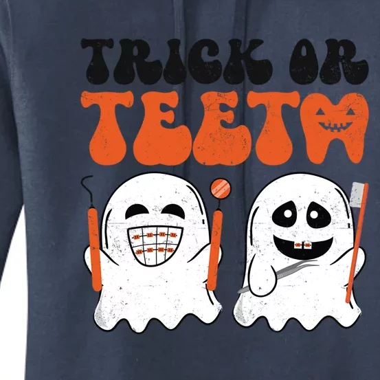 Trick Or Teeth Dental Cute Spooky Dentist Halloween Costume Gift Women's Pullover Hoodie