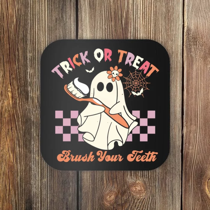 Trick Or Treat Brush Your Teeth Halloween Dentist Coaster