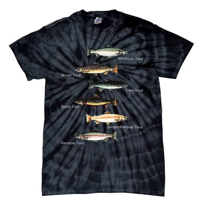 Types Of Trout Fish Species Collection Fishing Tie-Dye T-Shirt