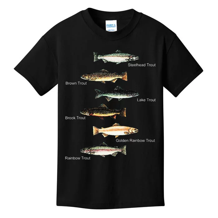 Types Of Trout Fish Species Collection Fishing Kids T-Shirt