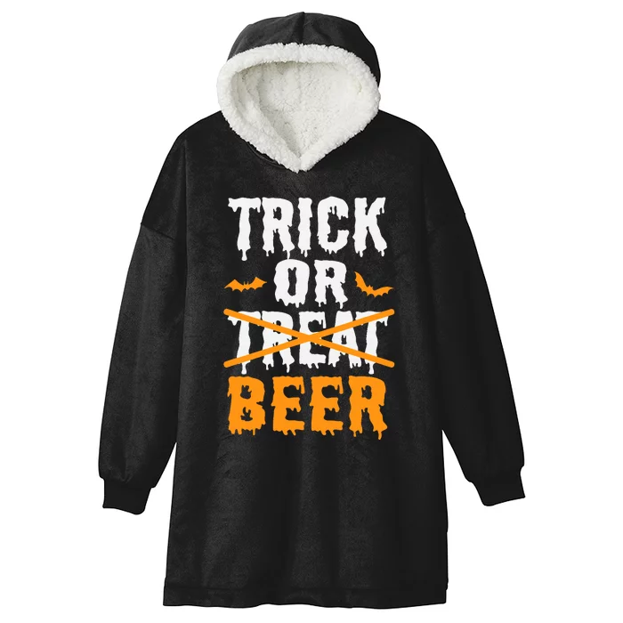 Trick Or Treat Funny Halloween Beer Drinking Hooded Wearable Blanket