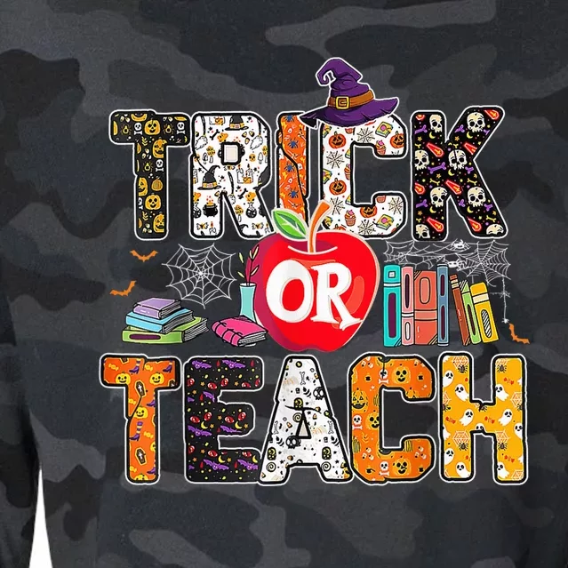 Trick Or Teach Funny Teacher Halloween Costume Wo Cropped Pullover Crew