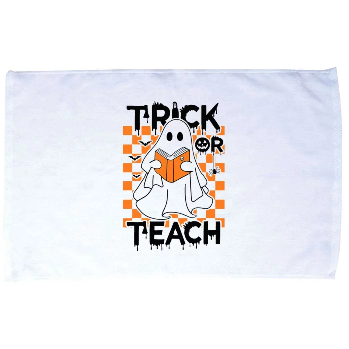 Trick or Teach Groovy Halloween Retro Ghost Book Teacher Microfiber Hand Towel