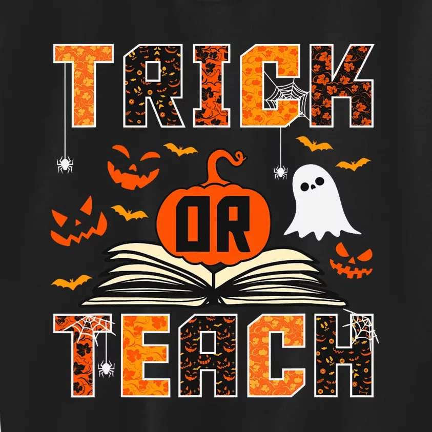 Trick Or Teach Retro Halloween Teacher Costume Kids Sweatshirt