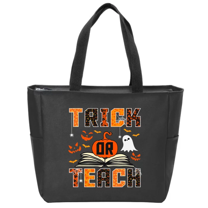 Trick Or Teach Retro Halloween Teacher Costume Zip Tote Bag