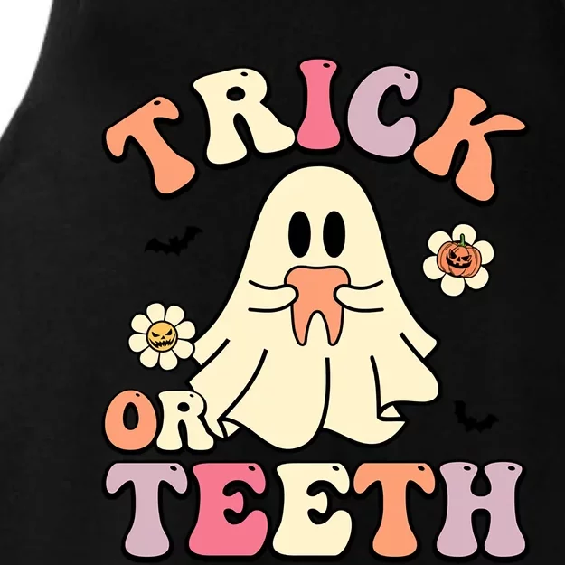 Trick Or Teeth Funny Dental Halloween Dentist Costume Great Gift Ladies Tri-Blend Wicking Tank