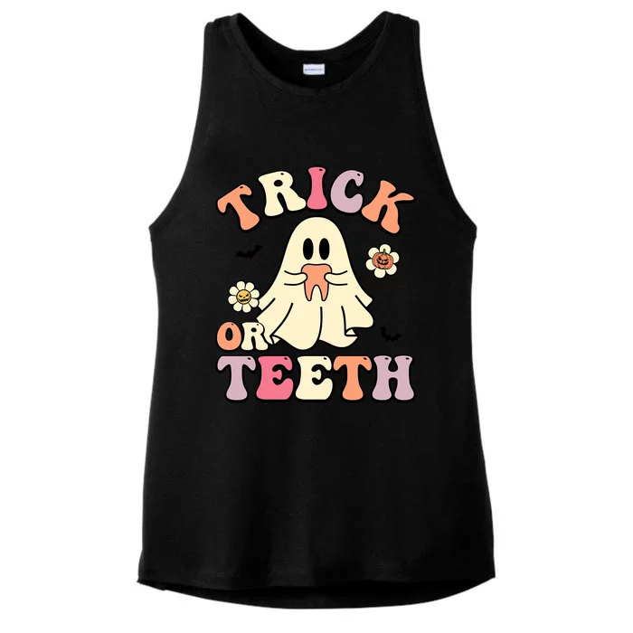 Trick Or Teeth Funny Dental Halloween Dentist Costume Great Gift Ladies Tri-Blend Wicking Tank