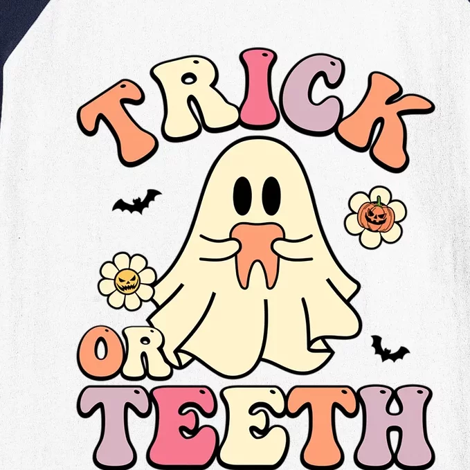 Trick Or Teeth Funny Dental Halloween Dentist Costume Great Gift Baseball Sleeve Shirt