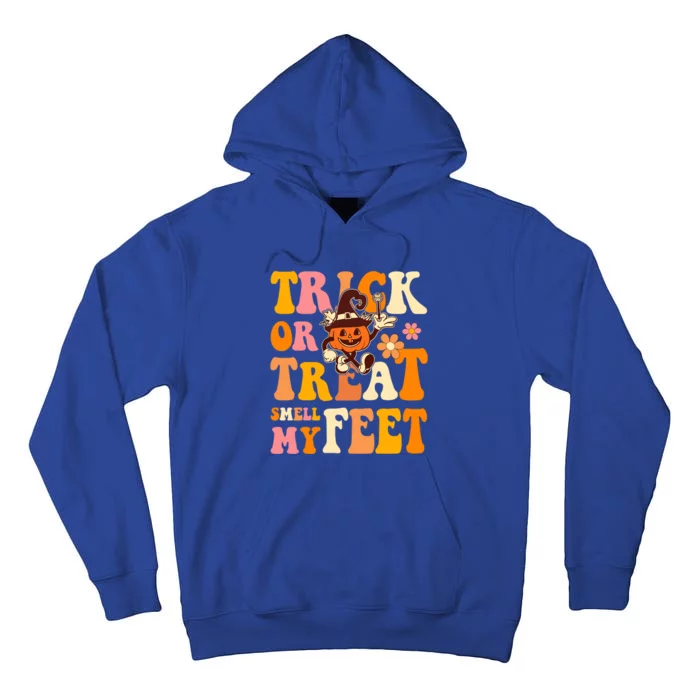 Trick Or Treat Smell My Feet Groovy Retro Halloween Pumpkin Gift Tall Hoodie