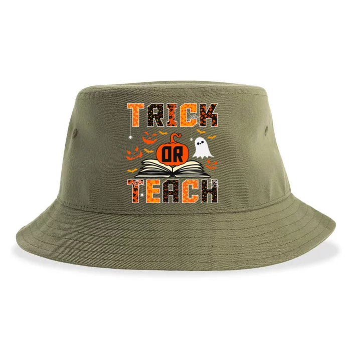 Trick Or Teach Retro Halloween Teacher Costume Sustainable Bucket Hat