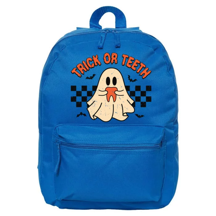 Trick Or Teeth Funny Dental Halloween Dentist Costume Great Gift 16 in Basic Backpack