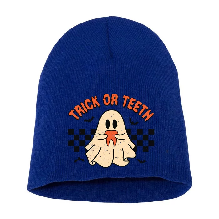 Trick Or Teeth Funny Dental Halloween Dentist Costume Great Gift Short Acrylic Beanie