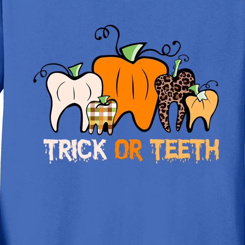 Trick Or Teeth Funny Dental Halloween Treat Dentist Meaningful Gift Kids Long Sleeve Shirt