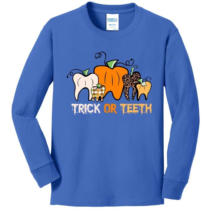 Trick Or Teeth Funny Dental Halloween Treat Dentist Meaningful Gift Kids Long Sleeve Shirt