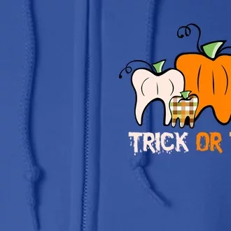 Trick Or Teeth Funny Dental Halloween Treat Dentist Meaningful Gift Full Zip Hoodie