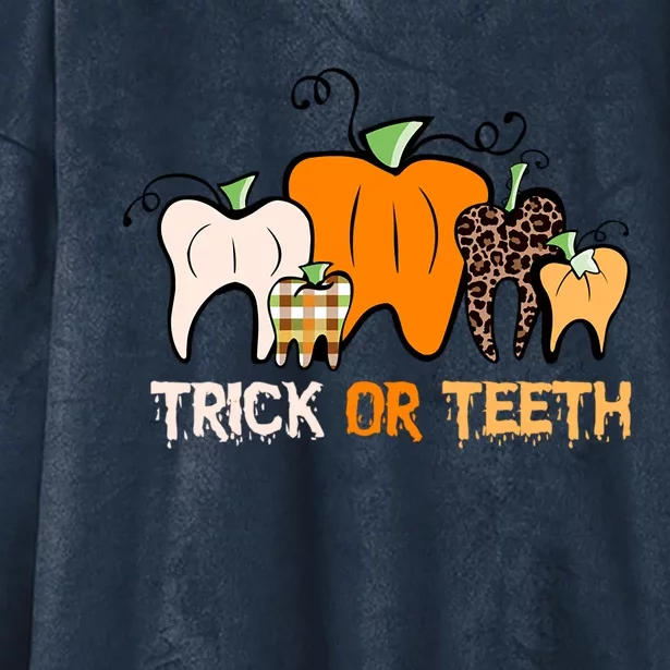 Trick Or Teeth Funny Dental Halloween Treat Dentist Meaningful Gift Hooded Wearable Blanket