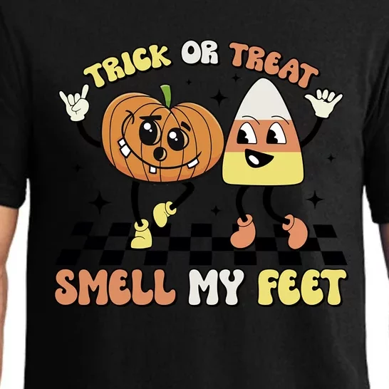 Trick Or Treat Smell My Feet Pumpkin Halloween Gift Pajama Set