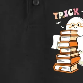 Trick Or Teach Floral Groovy Halloween Teacher Retro Ghost Dry Zone Grid Performance Polo