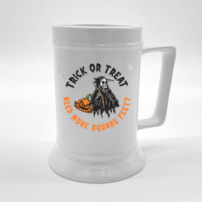 Trick Or Treat Spooky Witch Halloween Need More Square Feet Gift Front & Back Beer Stein