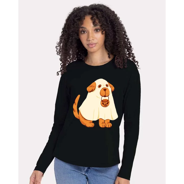 Trick Or Treat Dog Cute Halloween Womens Cotton Relaxed Long Sleeve T-Shirt