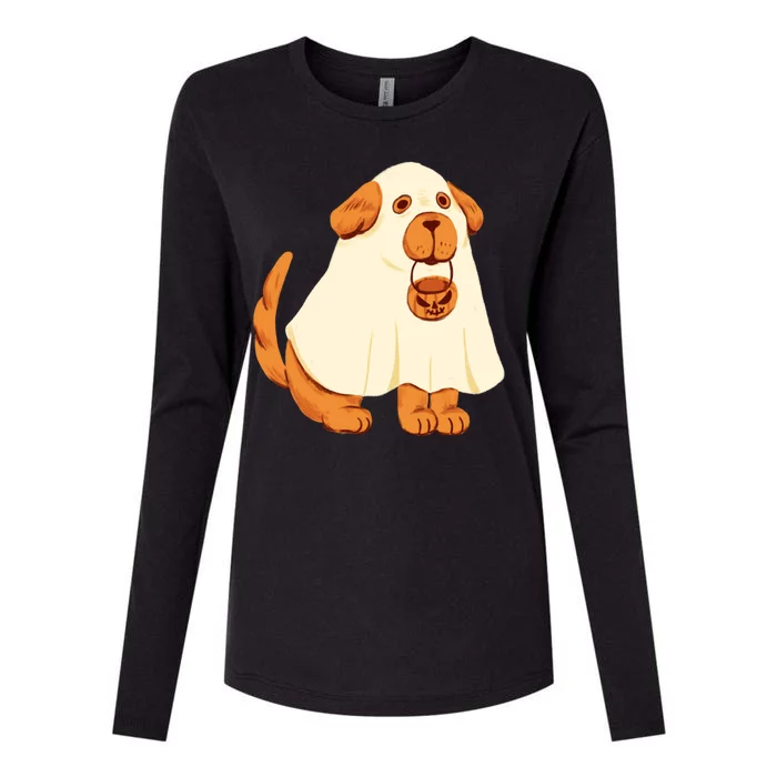 Trick Or Treat Dog Cute Halloween Womens Cotton Relaxed Long Sleeve T-Shirt