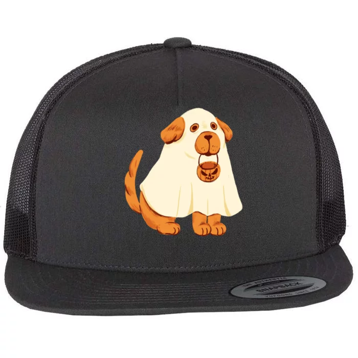 Trick Or Treat Dog Cute Halloween Flat Bill Trucker Hat