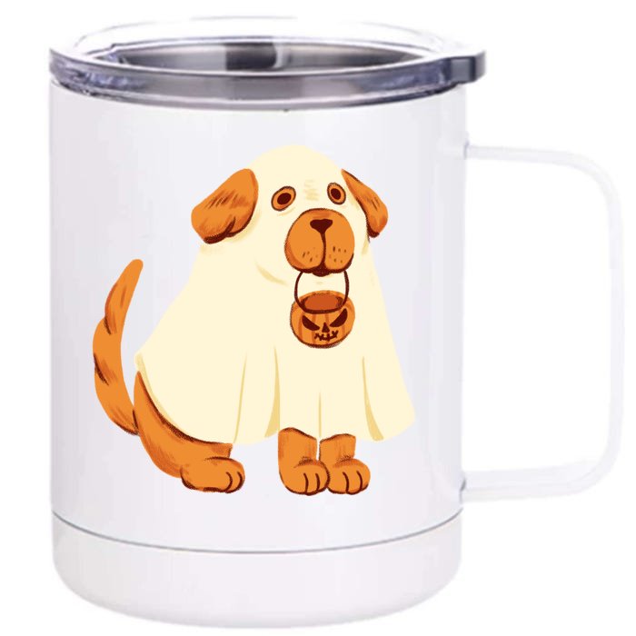 Trick Or Treat Dog Cute Halloween Front & Back 12oz Stainless Steel Tumbler Cup