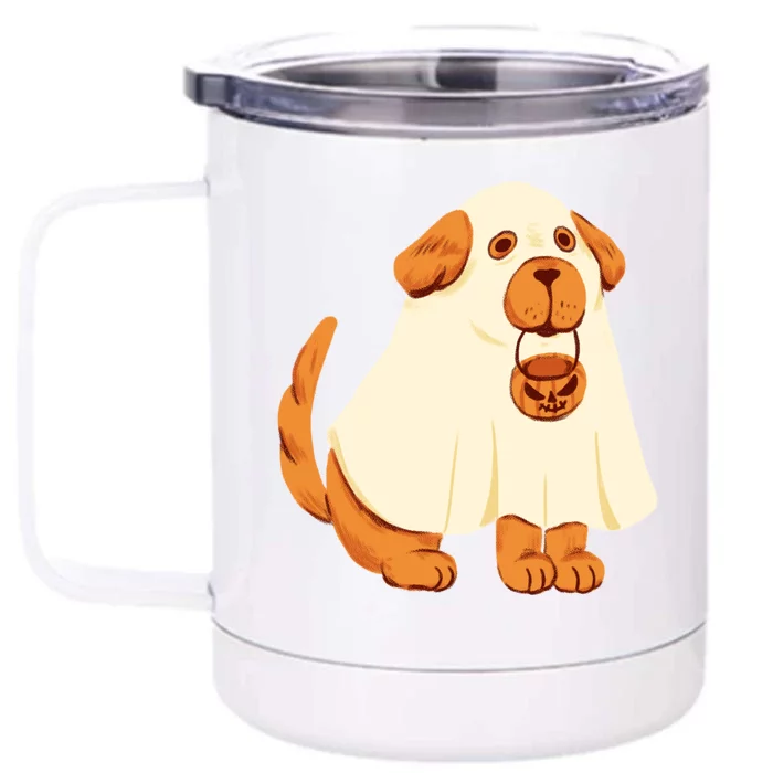 Trick Or Treat Dog Cute Halloween Front & Back 12oz Stainless Steel Tumbler Cup