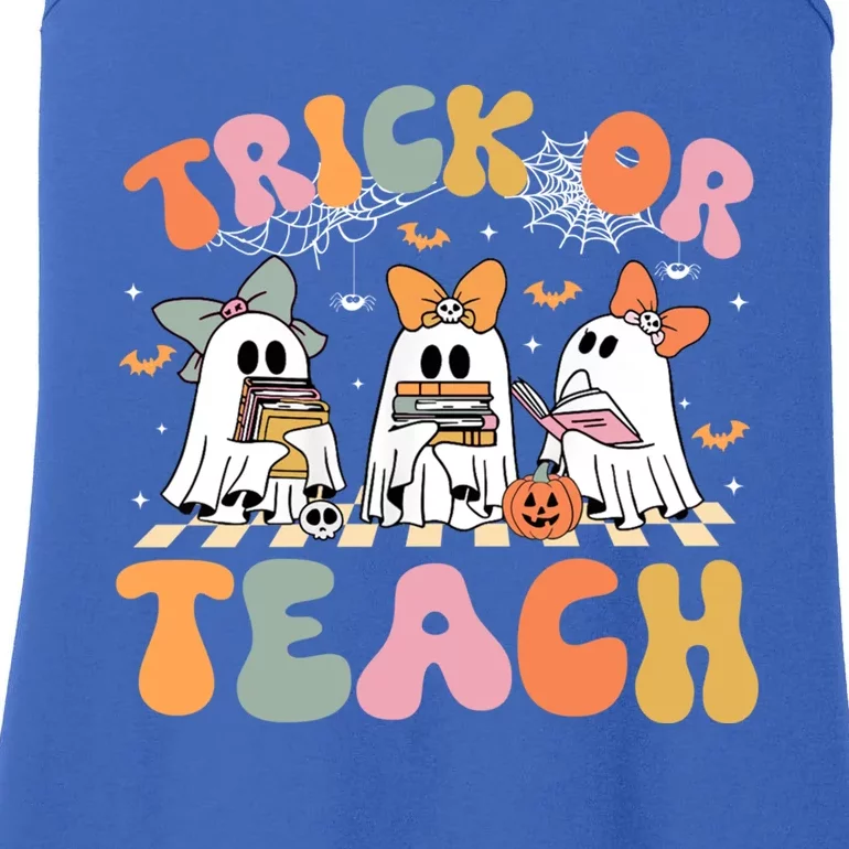 Trick Or Teach Halloween Spooky Ghost Funny Teacher Retro Great Gift Ladies Essential Tank