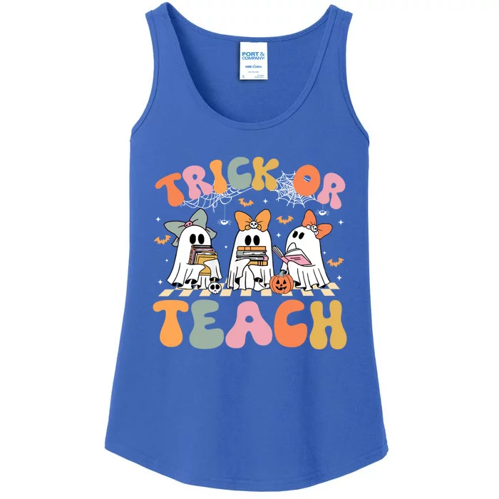 Trick Or Teach Halloween Spooky Ghost Funny Teacher Retro Great Gift Ladies Essential Tank