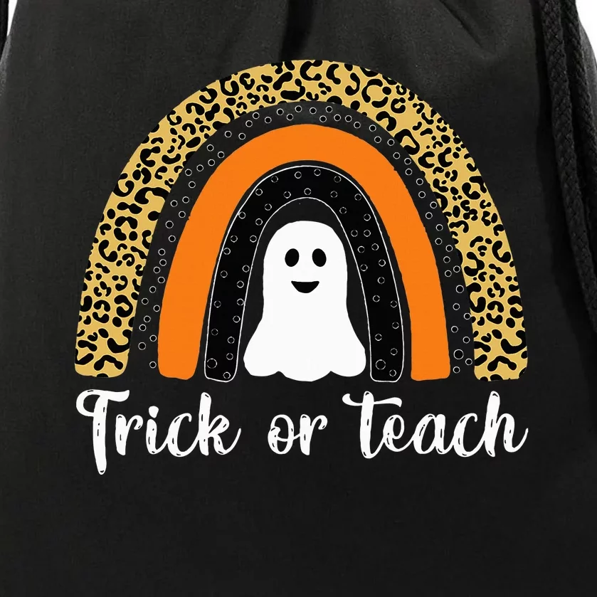 Trick Or Teach Rainbow Teacher Funny Halloween Costume Gifts Drawstring Bag