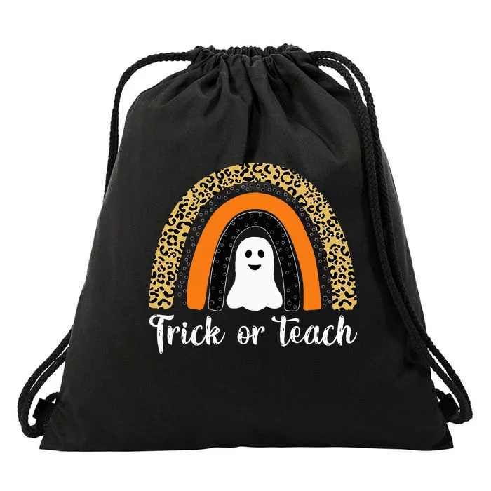 Trick Or Teach Rainbow Teacher Funny Halloween Costume Gifts Drawstring Bag