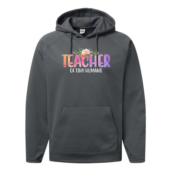 Teacher Of Tiny Humans Floral Performance Fleece Hoodie