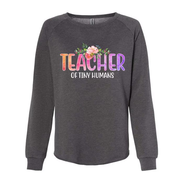 Teacher Of Tiny Humans Floral Womens California Wash Sweatshirt