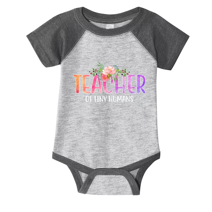 Teacher Of Tiny Humans Floral Infant Baby Jersey Bodysuit