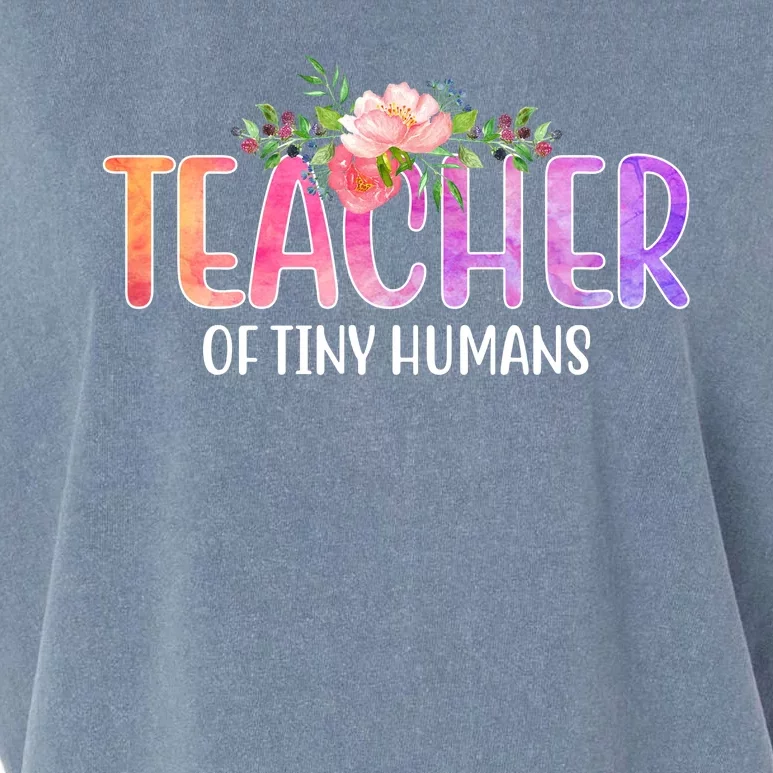 Teacher Of Tiny Humans Floral Garment-Dyed Women's Muscle Tee