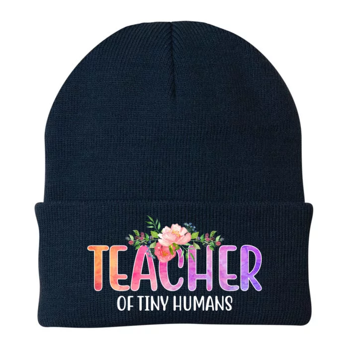 Teacher Of Tiny Humans Floral Knit Cap Winter Beanie