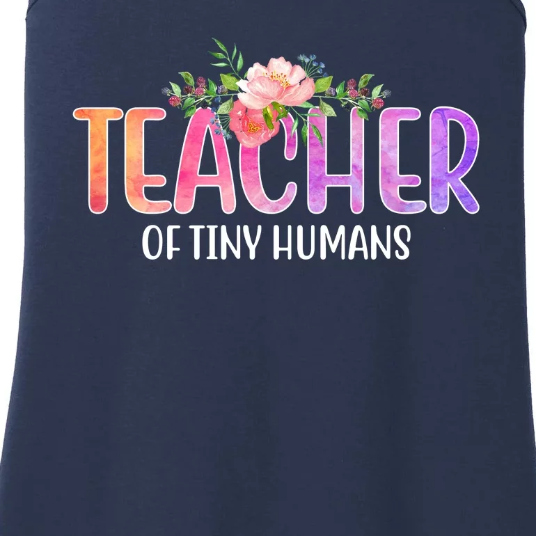 Teacher Of Tiny Humans Floral Ladies Essential Tank