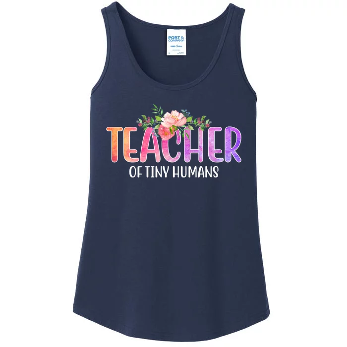 Teacher Of Tiny Humans Floral Ladies Essential Tank