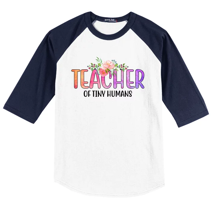 Teacher Of Tiny Humans Floral Baseball Sleeve Shirt