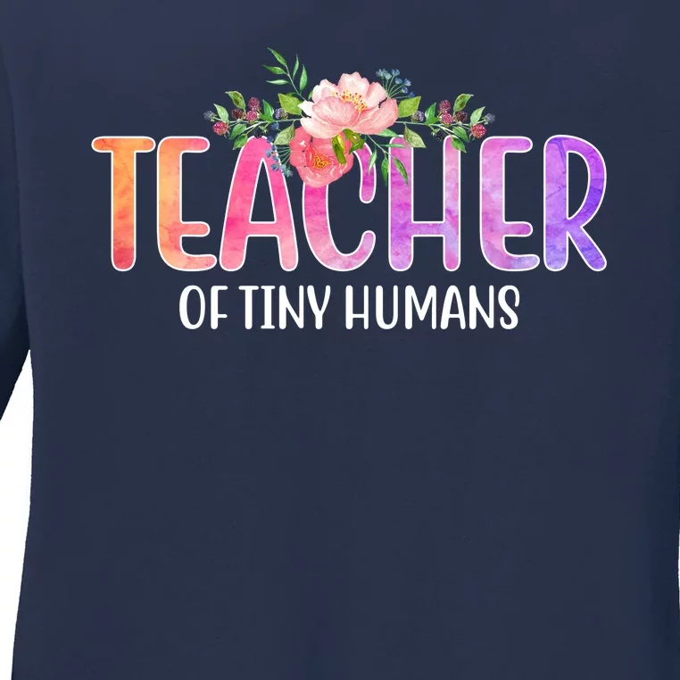 Teacher Of Tiny Humans Floral Ladies Long Sleeve Shirt