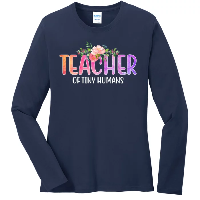 Teacher Of Tiny Humans Floral Ladies Long Sleeve Shirt