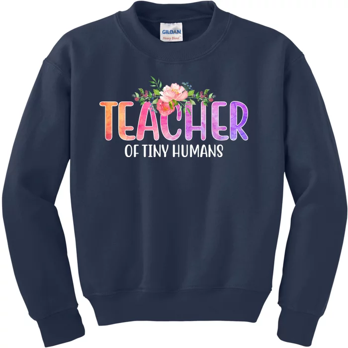 Teacher Of Tiny Humans Floral Kids Sweatshirt