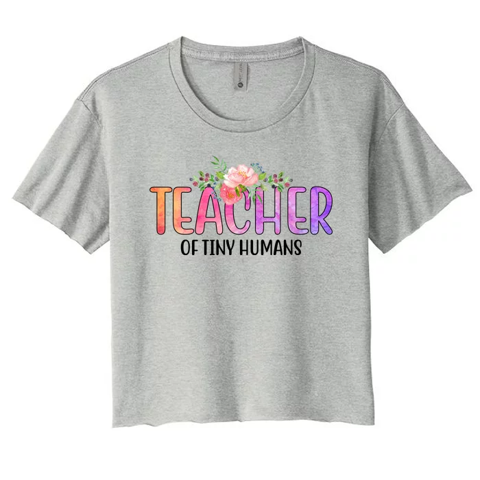 Teacher Of Tiny Humans Floral Women's Crop Top Tee