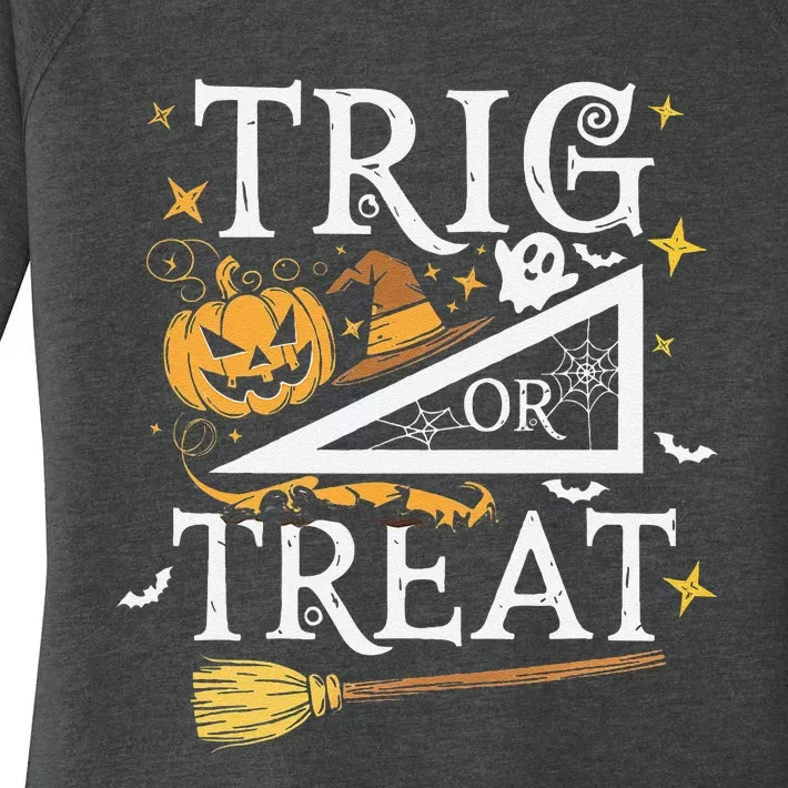 Trig Or Treat Halloween Math Students Teachers Fun Women's Perfect Tri Tunic Long Sleeve Shirt