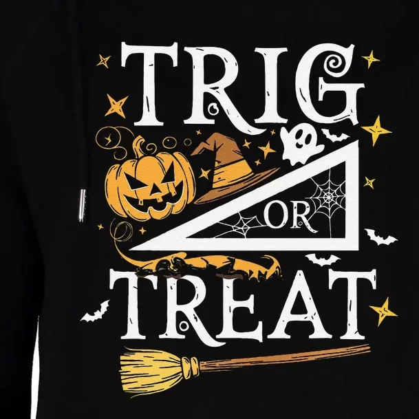 Trig Or Treat Halloween Math Students Teachers Fun Womens Funnel Neck Pullover Hood